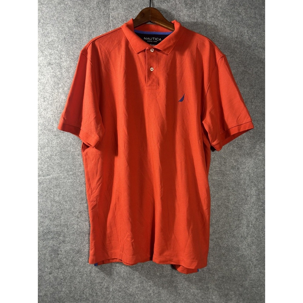 Nautica Performance Deck Shirt Polo Mens XL Orange Classic Fit Embroidered